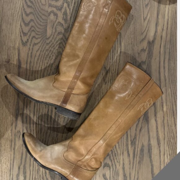 GOLDEN GOOSE made in italy Tall Riding Boots in Distressed Brown Size 38 - Picture 1 of 11